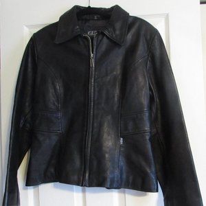 Vintage GUESS Black Leather Zip-Up Jacket Size L